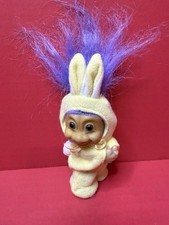 Vintage Russ Easter Bunny Troll Purple Hair Clip On Plush Doll