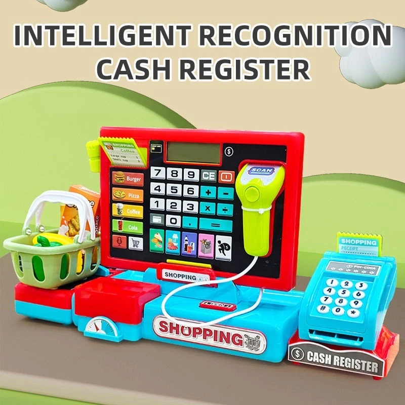 Juguete de caja registradora de juego simulado con escáner, música, luces y dinero ficticio niños Foto 2 de 4