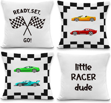 Race Car Boy Nursery Throw Pillow Covers, Kids Room Bedroom Decor, Racer Car Che