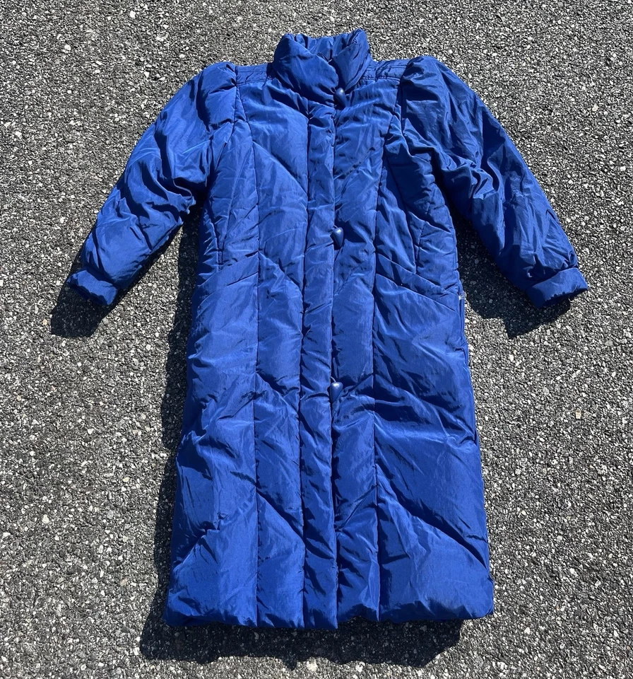 Vintage J. Gallery Down Long Puffer Coat Blue 80s 90s Duck Down Made in Korea W - Image 2 of 4