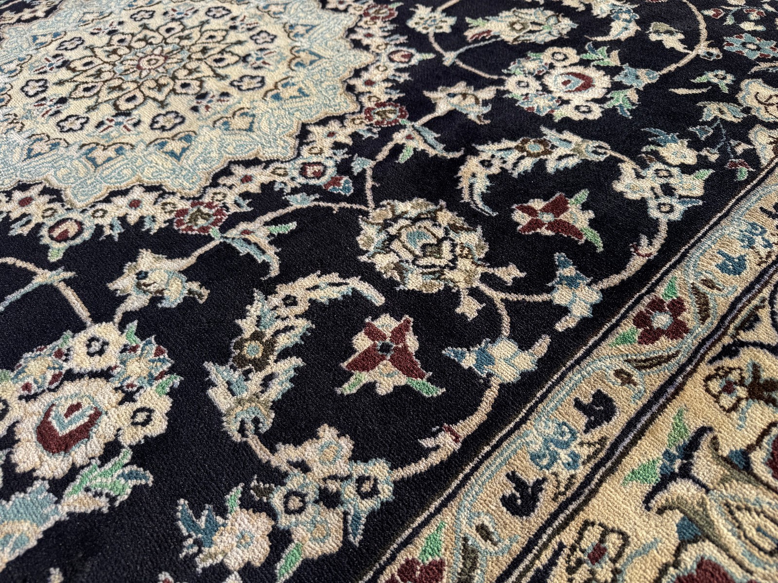7x10 BLUE ORIENTAL RUG ANTIQUE wool vintage handmade handwoven fine 6x9 7x9 6x10