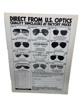 1986 U.S. Optics Print Ad Sunglasses Order Form Retro Eyewear Mail Catalog Page
