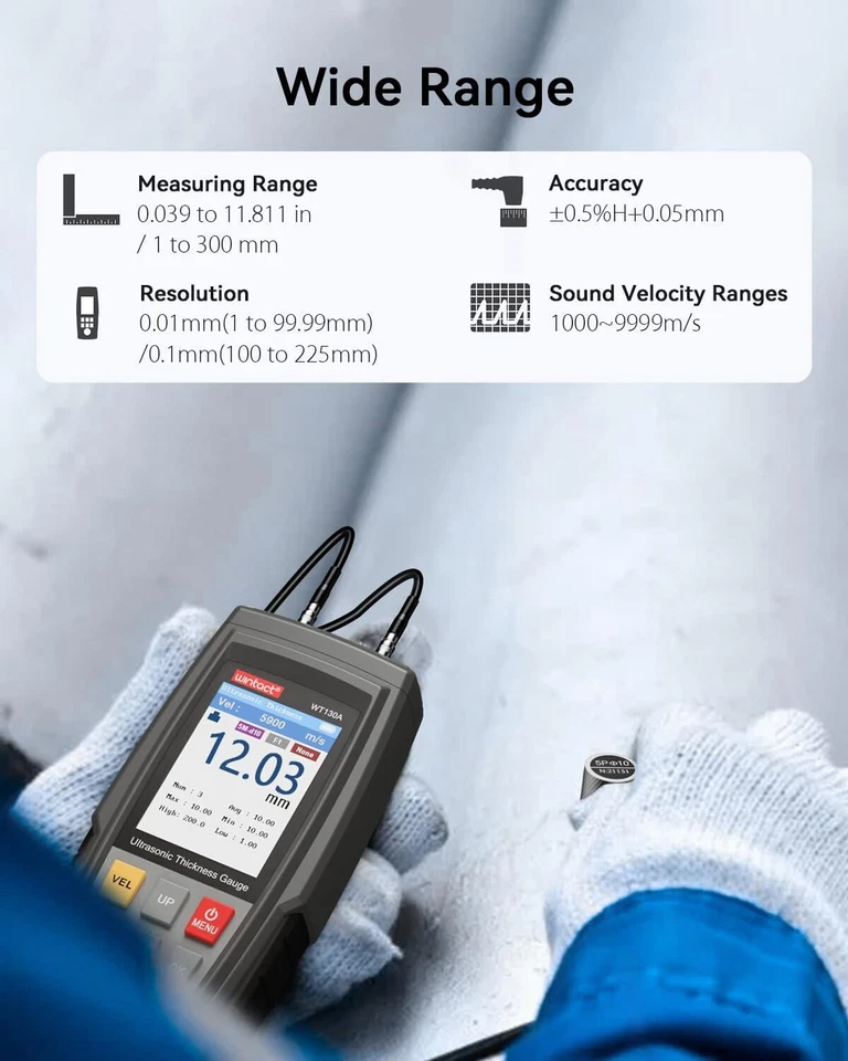 Digitales Ultraschall Dickenmessgerät 1-300mm für Metall Kunststoff Präzisions T - Bild 4 von 4