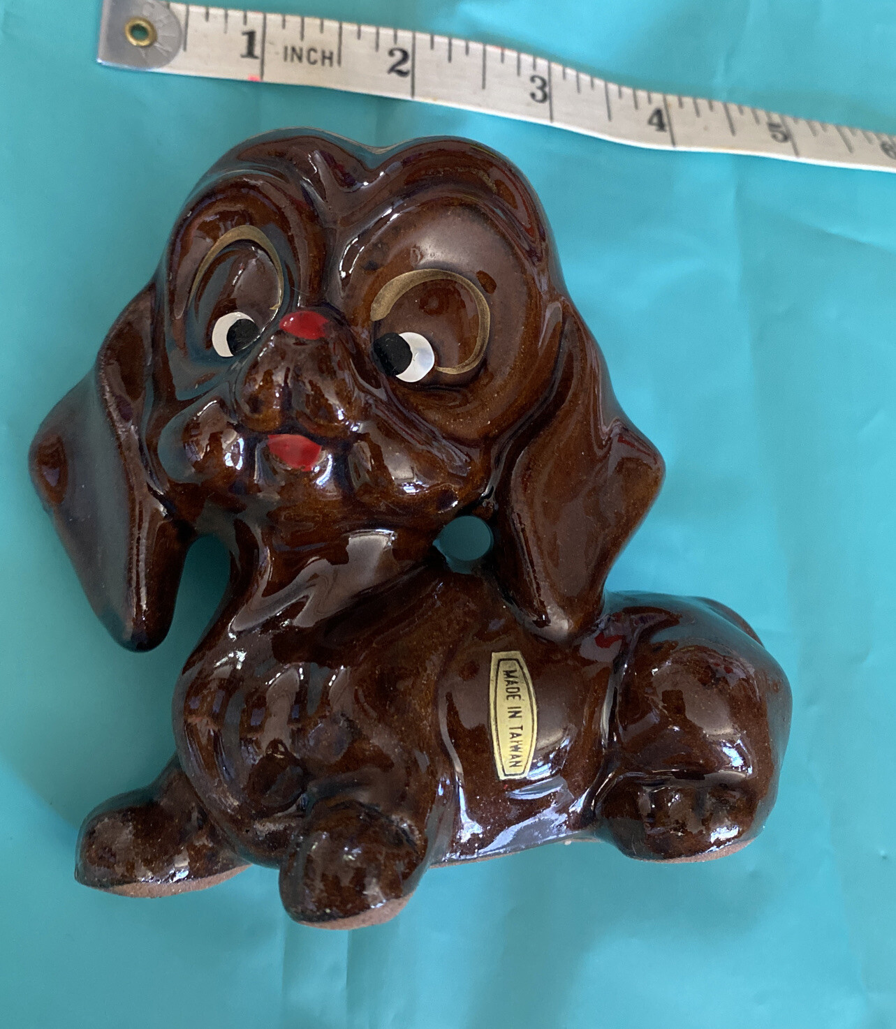 Vintage Weiner Dashchund Dog Figurine Pottery Brown 4” Art Deco