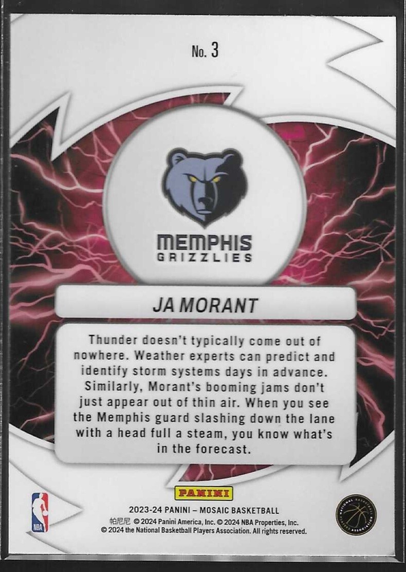 2023-24 Panini Mosaic Thunder Road #3 Ja Morant Grizzlies | eBay