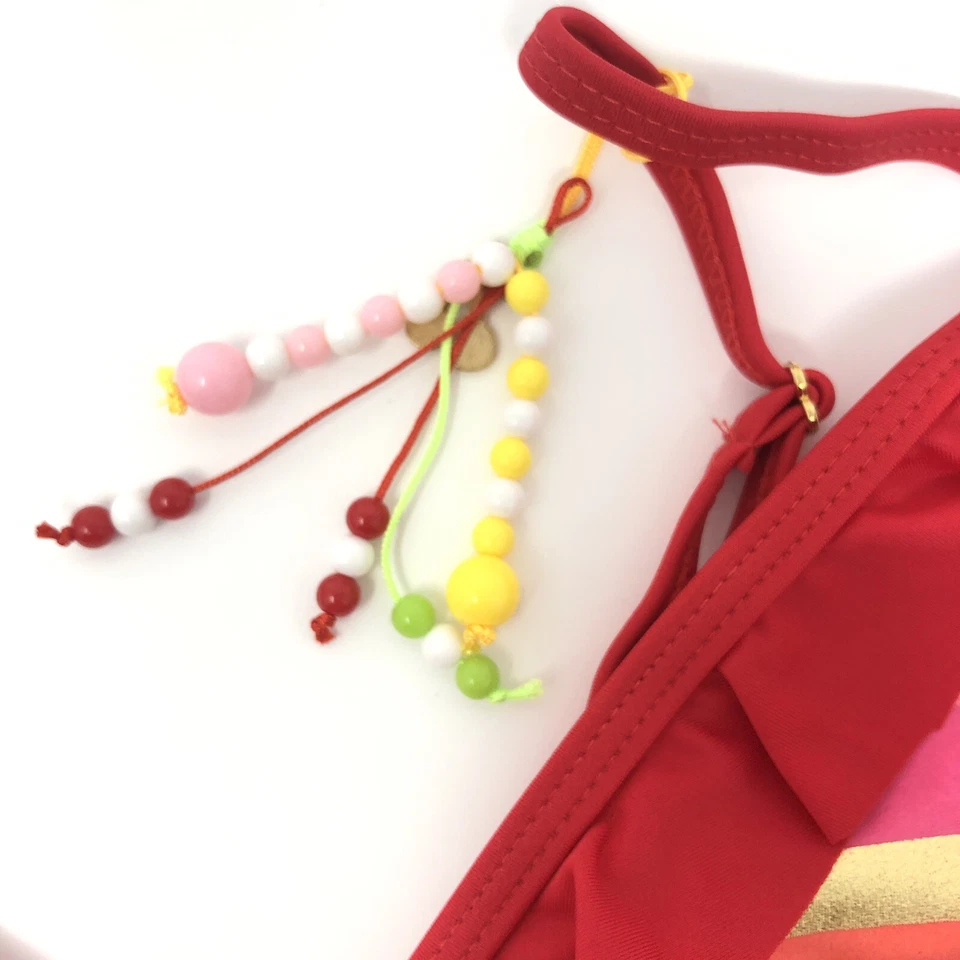 NUEVO CON ETIQUETAS Juicy Couture Etiqueta Negra Niñas 14 2 Piezas Traje de Baño Bikini Rosa Rayas Cereza K Foto 2 de 4