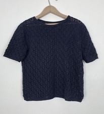 1970s Navy Pointelle Sweater