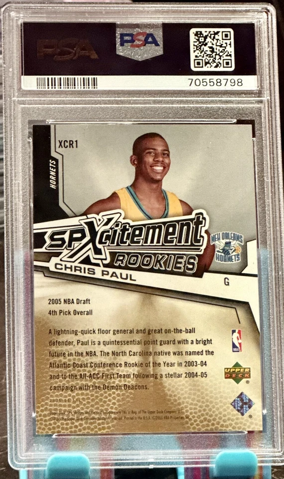 2005 SPx SPXcitement Rookies #XCR1 Chris Paul /1999 PSA 9 Clippers Suns RC - Image 3 of 3