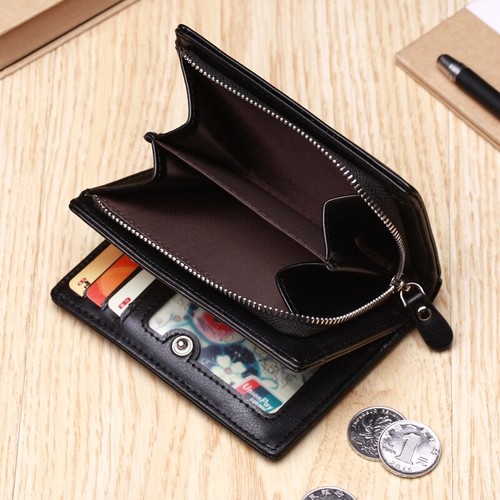 Herren Kurz Leder Reißverschluss Geldbörse Multi-Kartenetui 2er Pack - Bild 5 von 6