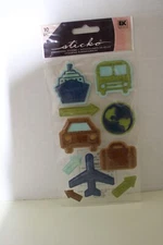 Sticko Autocollant Dimensional Sticker Travel Pictograms 10PC Scrapbooking Craft