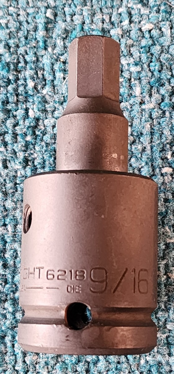 Vintage WRIGHT TOOL 6218 Impact Socket 9/16” Bit, 3/4” Drive! Made