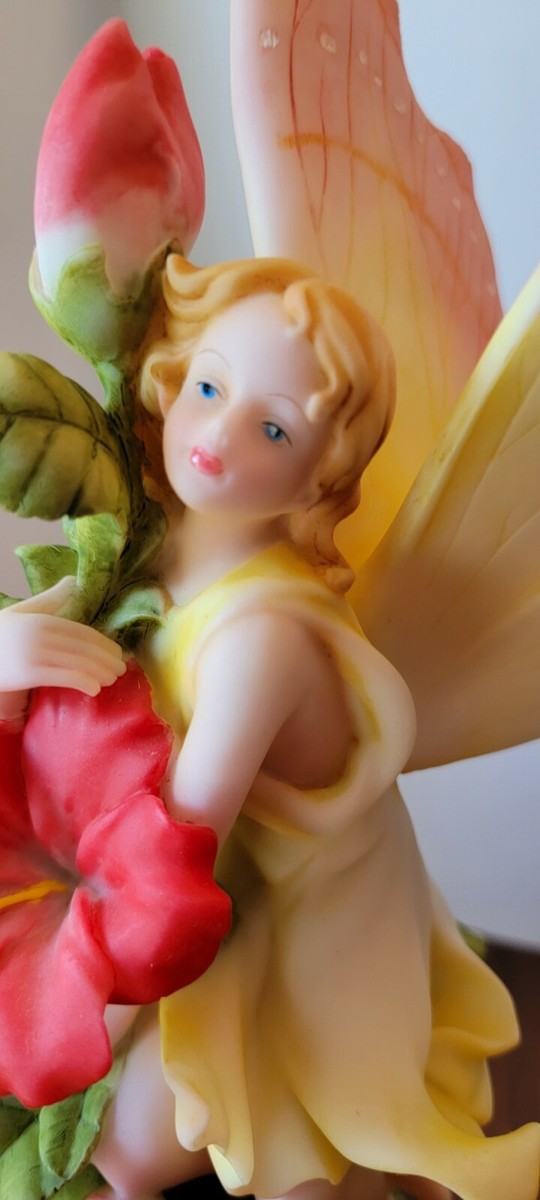 Di Capoli Collection Hibiscus Yellow Pink Fairy On Base 12