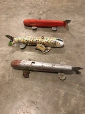 Antique Wooden Metal Painted Fish Decoy Lure MI Old Hand Made Ice Fishing Spear