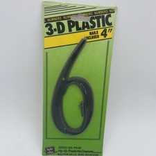 Hy-Ko House Home Address Number 6 3-D Plastic Black 4" PN-29 NIP