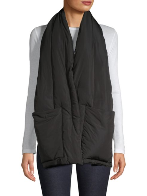 STEVE MADDEN OVERSIZED NYLON PUFFER ZIP UP BLACK SCARF WRAP ONE SIZE BRAND NEW | eBay