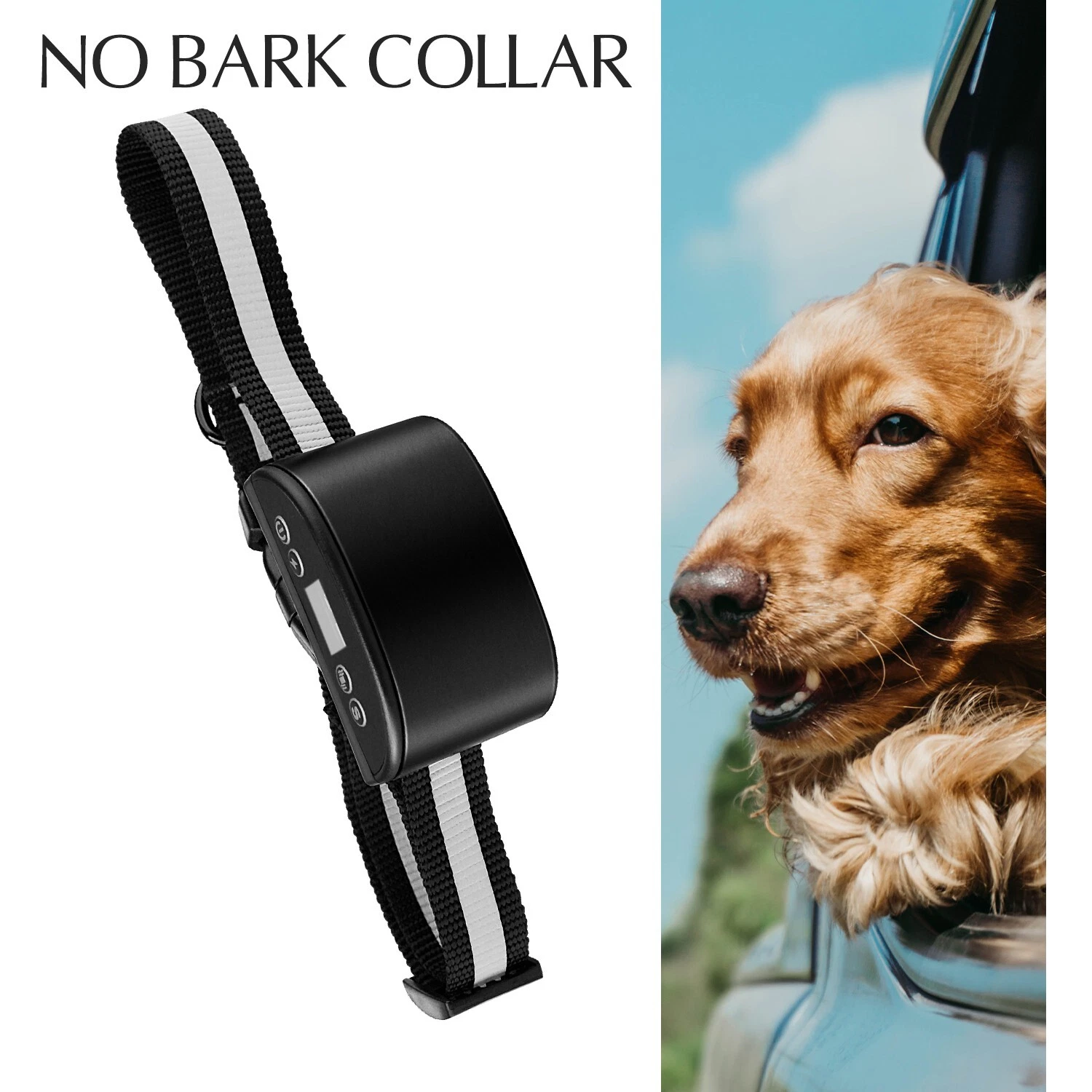 Pet Dog Collar Rechargeable LED Anti-Barking Electric Training Collar Travel S/M
