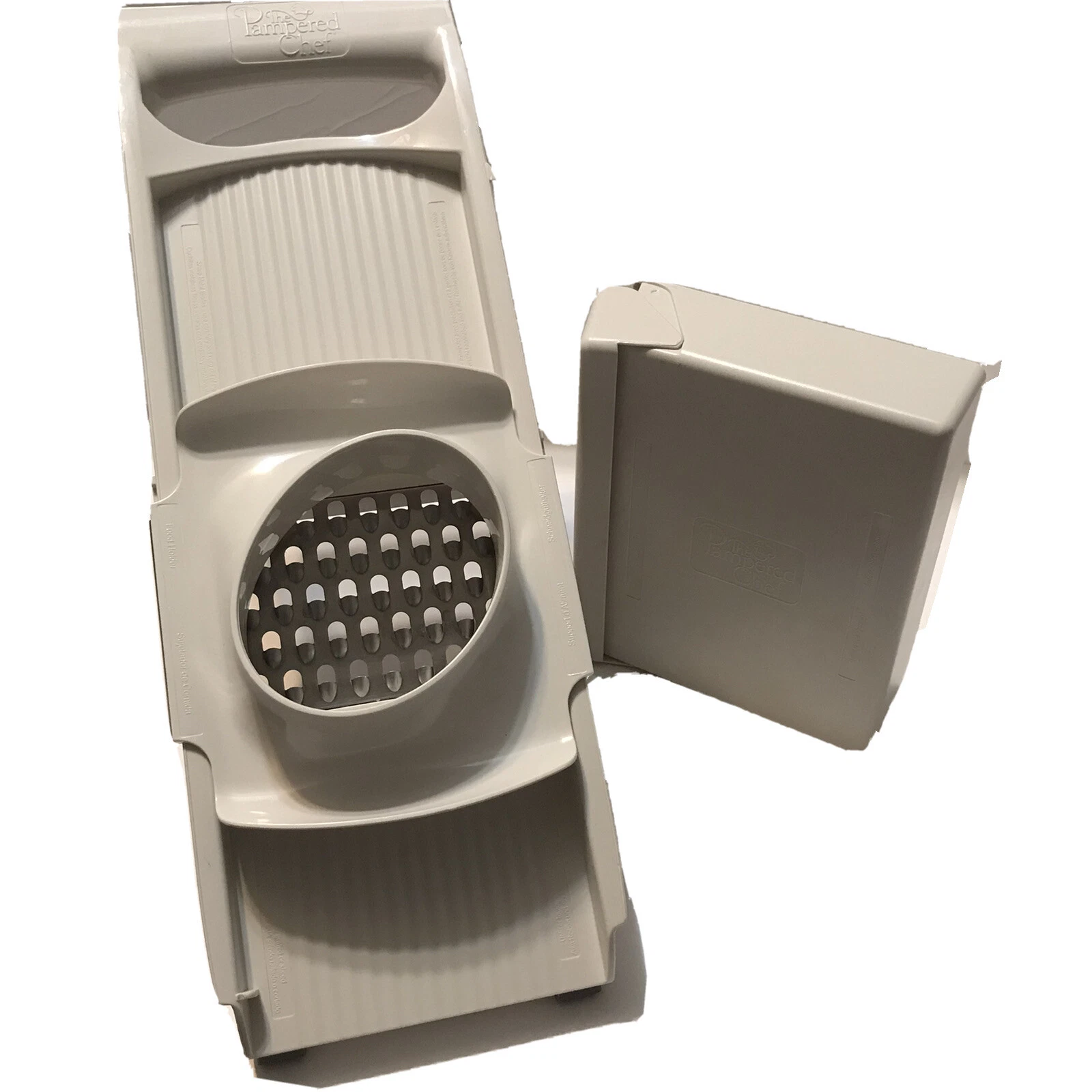 Pampered Chef - Ultimate Slice n Grate Mandoline with 4 Blades & Blade Box