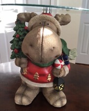 Holiday Moose Stand statue with removable glass top (heavy)-13 Inch