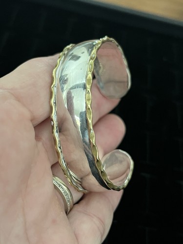 sterling silver cuff with brass trim signed - Picture 2 of 7
