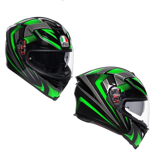 CASCO AGV INTEGRALE FIBRA K5 S 2.0 HURRICANE BLACK GREEN VERDE TAGLIA XS |  eBay