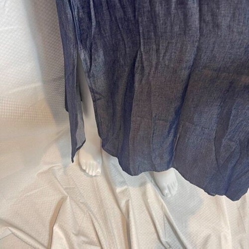 V Neck Denim Midi Summer Buttons Short Sleeve Shirt Sundress Size M - Picture 6 of 8