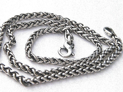 Hand Made .925 Sterling Silver Wheat Profiled Wire Chain Thickness 4mm-23 inches