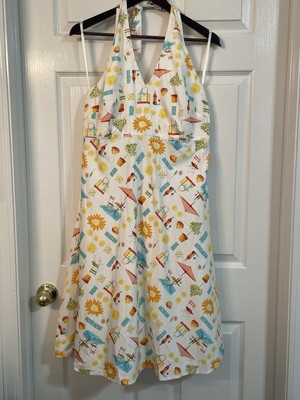 Liz Claiborne halter empire style dress size 14 new summer tropical cruise pinup