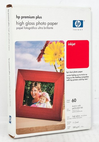 HP PREMIUM PLUS HIGH GLOSS PHOTO PAPER 4" X 6" (60 SHEETS) - Picture 1 of 2