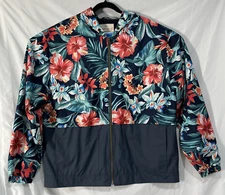 Vitage Weatherproof 2XL Floral Blue Windbreaker Jacket