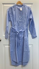 NWT GAP Light Blue Chambray LS Button Shirtdress Pleat Bodice MIDI Dress, SMALL