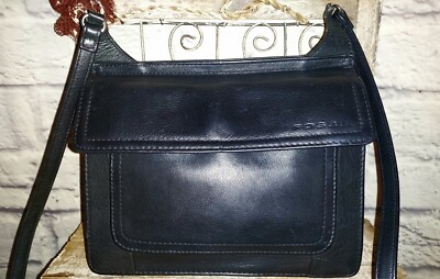 Vintage Fossil Black Leather Front & Back Flap Organizer  display picture 1