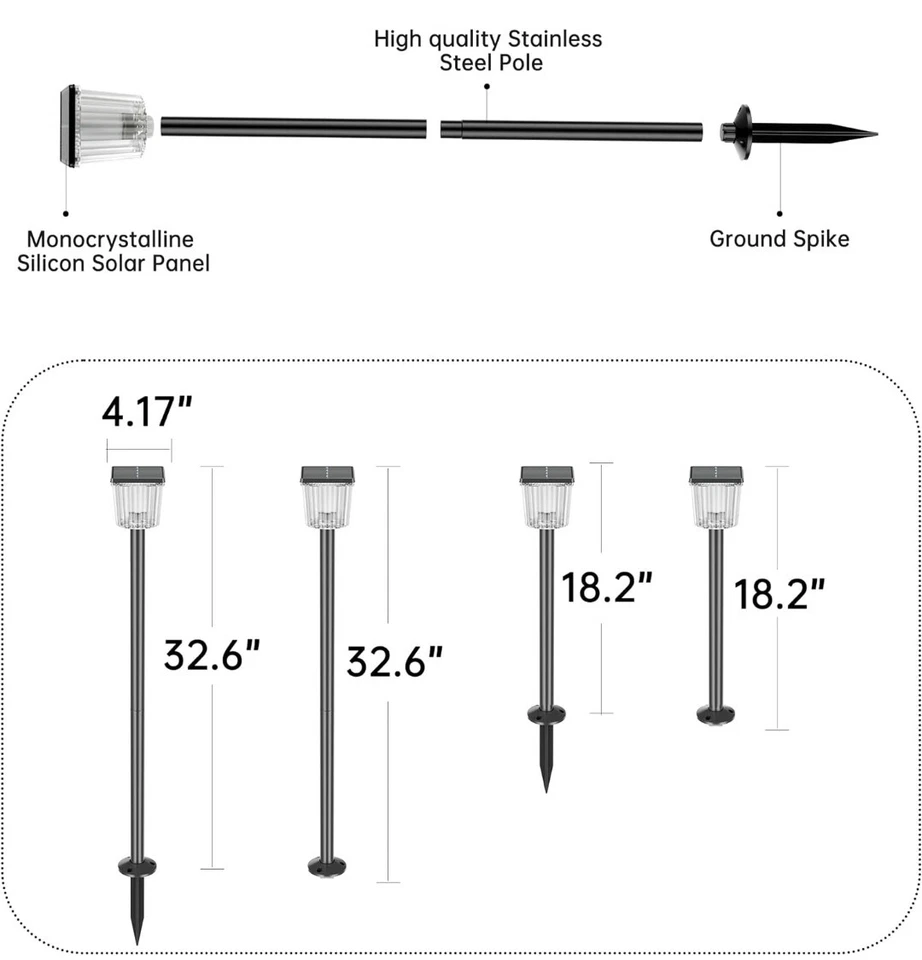 Solar Pathway Lights Outdoor 4PCS, Bright Solar Landscape Lights with Remote - Image 2 of 4