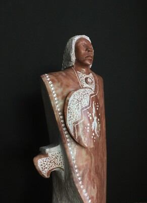 Vintage Native American Carved Stone Sculpture - Signed by the