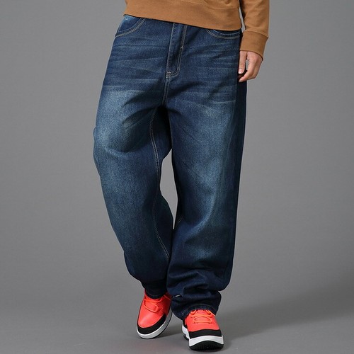 Da Uomo HIP-HOP JEANS IN DENIM BAGGY pantaloni larghi skateboard streetwear  Stonewashed | eBay