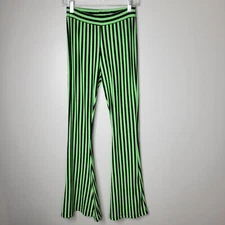 Stieglitz S Raj Black & Green Striped Bell Bottom Pull-On Legging Pant