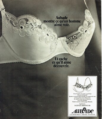 Advertising 0822 1977 Aubade Bra Men Likes to See Under Ve