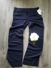 New Tommy Hilfiger Navy Linen Blend Wide Leg Pants Sz 12