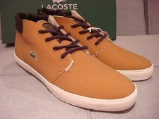 LACOSTE MEN'S AMPTHILL TERRA PUT FLEECE DARK TAN SIZE 11.5 SHOES - BRAND NEW