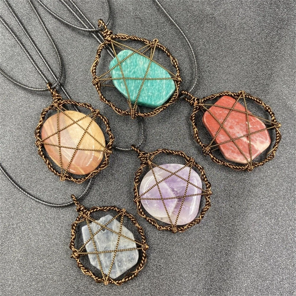 Wire cage pendant necklace deals