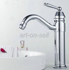 Polished Chrome Brass Kitchen Bathroom Faucet Vessel Sink Basin Swivel Mixer Tap