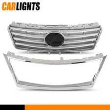 2pcs Front Bumper Upper Grille & Chrome Molding Trim Fits 2010-2012 LEXUS ES350