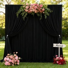20x10ft Black Backdrop Curtain Panels for Parties - Wrinkle Free Polyester Ph...