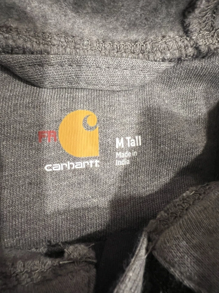 Carhartt Hoodie Mens M Tall Grey FR Force Original Fit Midweight Hooded Full Zip - Image 2 of 4