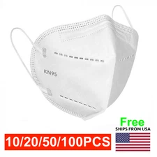 50 / 100 Pcs White KN95 Protective 5 Layer Disposable Face Mask Mouth Nose Cover