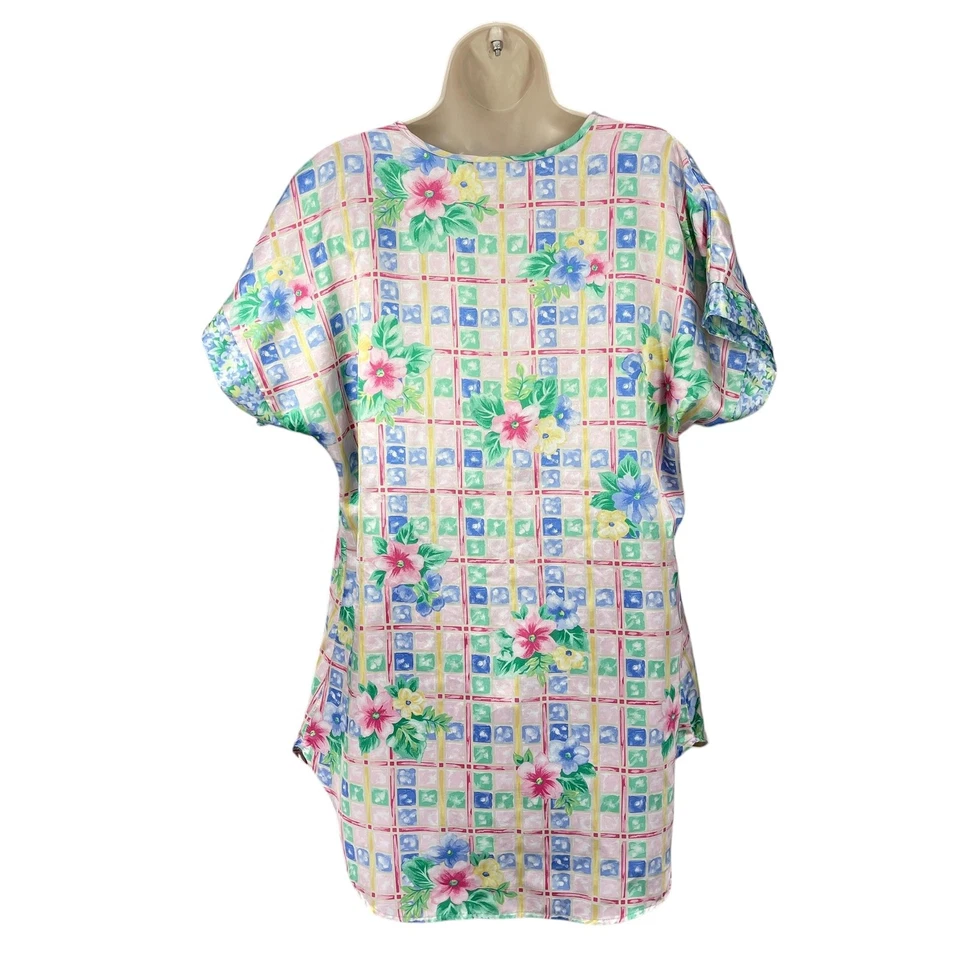 Camisa para dormir vintage para mujer talla M coqueta femenina floral botón completo Foto 2 de 4