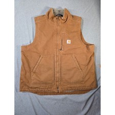 Carhartt Mens Sherpa Lined Duck Canvas Vest Brown V02 BRN Workwear L