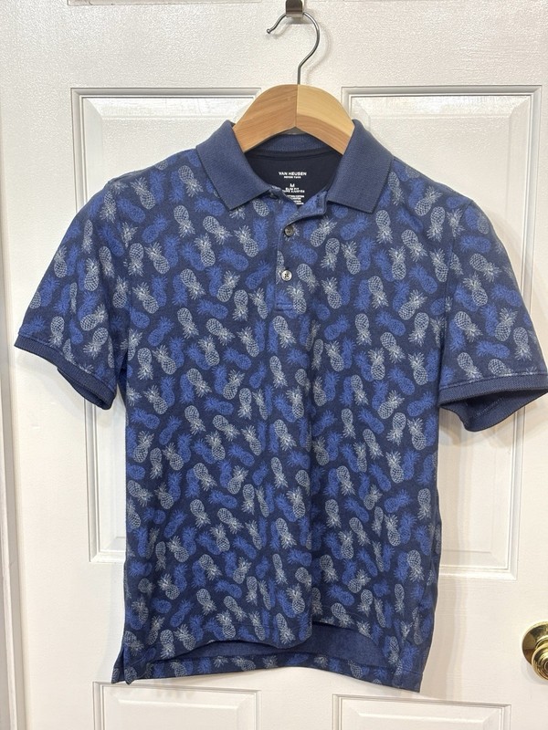 Van Heusen Never Tuck Men’s Medium Polo Slim Fit Shirt With Pineapples
