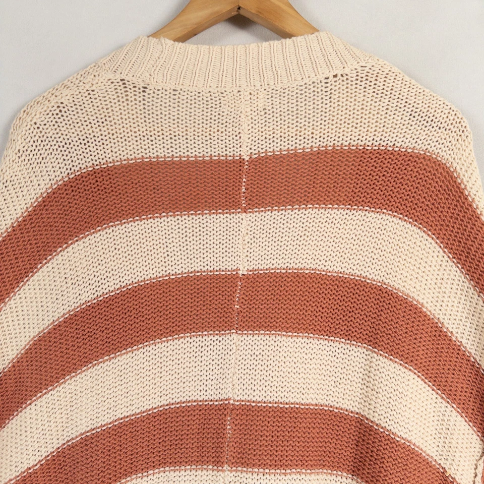 Suéter Free People Easy Living Rober Mameluco Talla Mediana Tejido Marrón Crema Rayas Foto 4 de 4