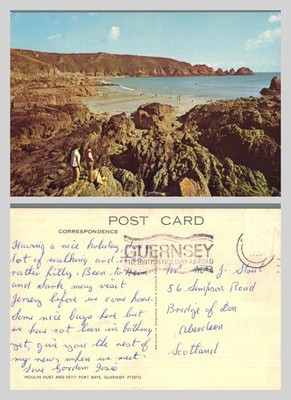Alte Postkarte - Moulin Huet und Petit Port Bays, Guernsey VERSCHICKT