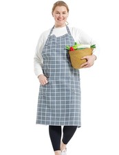 Cotton Linen Baking Plus Size Apron for Women with Pockets Kitchen Cooking